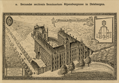107615 Gezicht op het seminarie Rijsenburg te Driebergen vanuit een denkbeeldig hoog standpunt met rechtsboven een ...